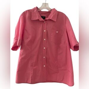 Talbots Women’s Casual Pink Button Down Short Sleeve Shirt 2X Petite